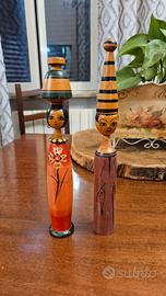 Coppia di bambole vintage tradizionali Egiziane