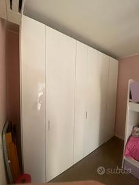 Armadio 6 ante bianco 300x270 cm con cassetti