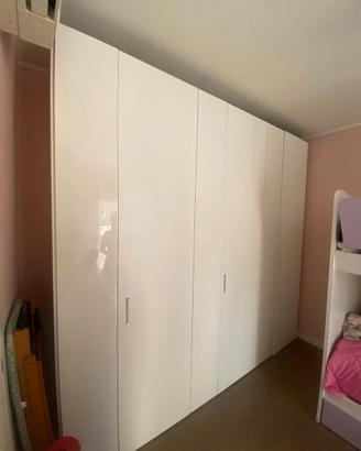 Armadio 6 ante bianco 300x270 cm con cassetti