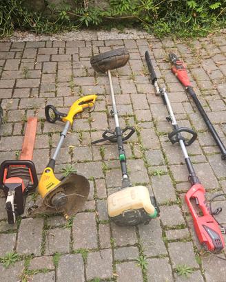 attrezzi per giardinaggio (decespugliatore, taglia