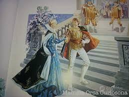 Vestito da Cenerentola in velluto blu Carnevale