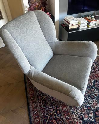 2 poltrone in velluto grigio scuola Gio Ponti