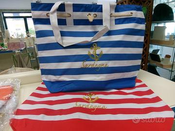 Borsa mare sardegna in tessuto 49x23cm a righe