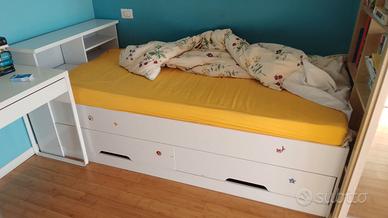 letto bianco ragazzo/a con materasso 90X190