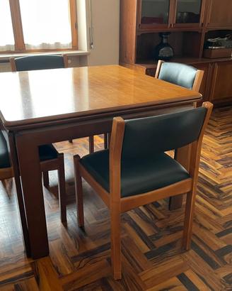 Tavolo allungabile noce massello + 6 sedie