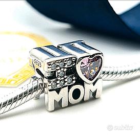 Charm argento 925 love mom amore mamma