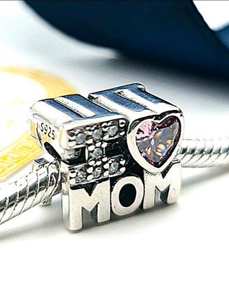 Charm argento 925 love mom amore mamma