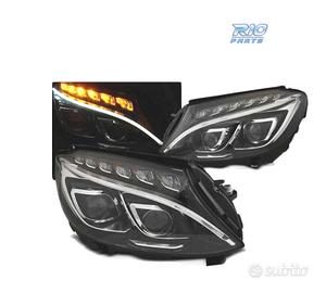 FARI MERCEDES W205 14-18 LUCE DIURNA LED DRL NERO