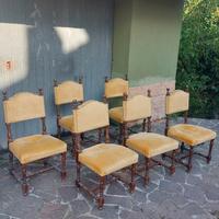 6 Antiche Sedie Stile Rocchetto Scranni Primi 900