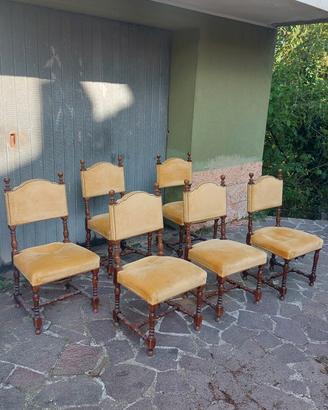 6 Antiche Sedie Stile Rocchetto Scranni Primi 900