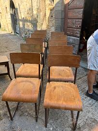 Sedie scolastiche vintage originali in legno/ferro