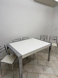 Tavolo allungabile bianco 12 posti + 6 sedie