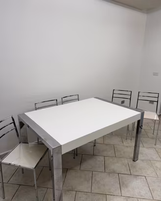 Tavolo allungabile bianco 12 posti + 6 sedie