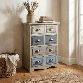 Cassettiera Shabby Chic 8 Cassetti Decapato 73 cm
