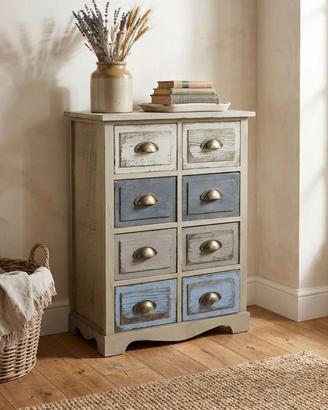 Cassettiera Shabby Chic 8 Cassetti Decapato 73 cm