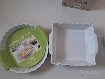 Ser di 2 Pirofile da Forno in ceramica bianca 