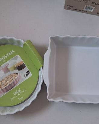 Ser di 2 Pirofile da Forno in ceramica bianca 