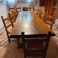 Tavolo in Legno Massiccio con 12 Sedie