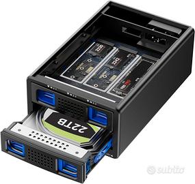 Case esterno NVMe ibrido HDD + 3 M.2