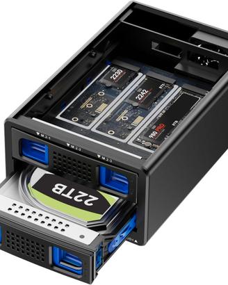 Case esterno NVMe ibrido HDD + 3 M.2
