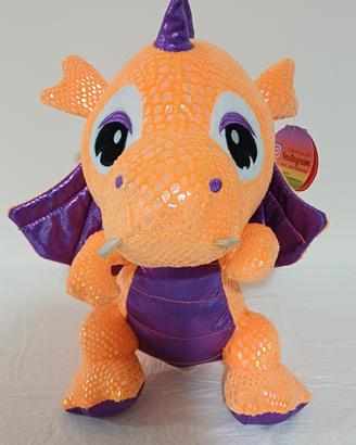 Peluche drago arancione viola circa 30cm 