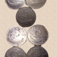 7 monete 5 lire delfino 1955