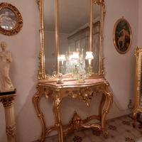 Consolle e specchio Luigi Filippo dorata