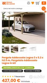 Pergola addossata in legno