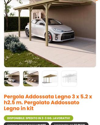 Pergola addossata in legno