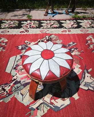 Sgabello Pouf  Art Decò Seduta in Cuoio