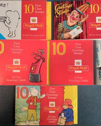 Lotto 5 booklet francobolli poste britanniche new