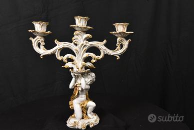 Candelabro Capodimonte Grande 40cm - Putto e Oro