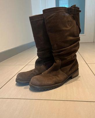 Stivali Superga donna marroni in camoscio