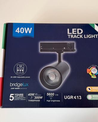 Faretto led 40w per binario trifase