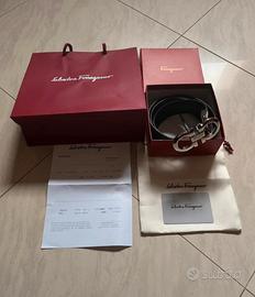 Cintura Ferragamo Nera con Fibbia Argentata