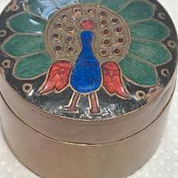 antico portapillole,portagioie pavone cloisonne 