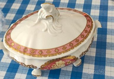 tris porcellane decorate a  mano  inserti in oro