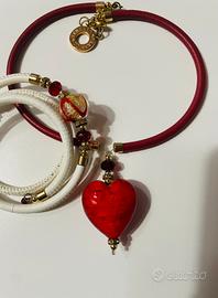Collana e bracciale in vetro di Murano