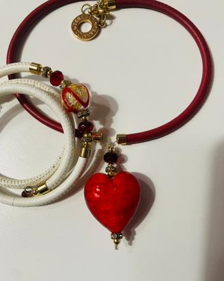 Collana e bracciale in vetro di Murano