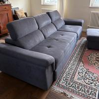 Divano 3 posti chaise longue e puff contenitore