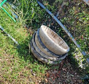 4 ciotole in cemento da giardino