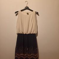 vestito bianco con gonna nera a paillettes taglia 