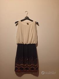 vestito bianco con gonna nera a paillettes taglia 