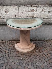 Consolle Vintage in Travertino e Vetro 