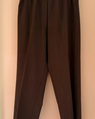 Pantaloni donna classici col. tortora con elestico
