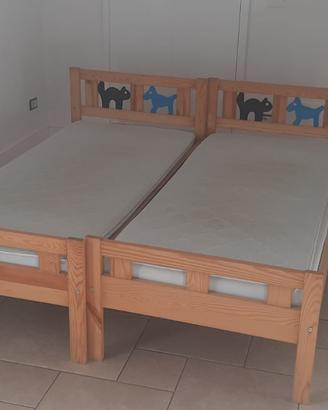 Lettini IKEA (2) in pino 70x160 doghe e materassi