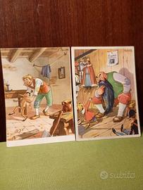 Geppetto balla felice, pinocchio prega Mangiafoco