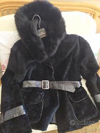 giaccone vera pelliccia lapin taglia 46 con cappuc