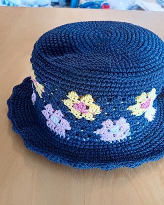 Cappello donna Estate Capri uncinetto Blu e ricami
