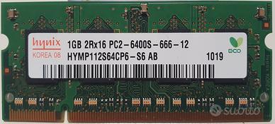 2 x MEMORIA RAM HYNIX DDR2 1GB SODIMM